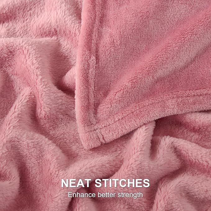 Hansleep Throw XL Fuchsia Fleece Blanket, Soft Flannel Bed Blanket | Fuzzy Cozy Blanket 50x70 Inches, Multi-use for Bed, Sofa, Couch, Travel, Camping, All Season Warm Lightweight Cover