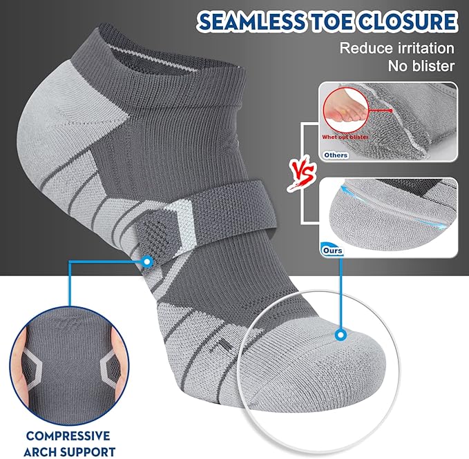 Hylaea Athletic Running Socks Cushion Padded Moisture Wicking Low Cut