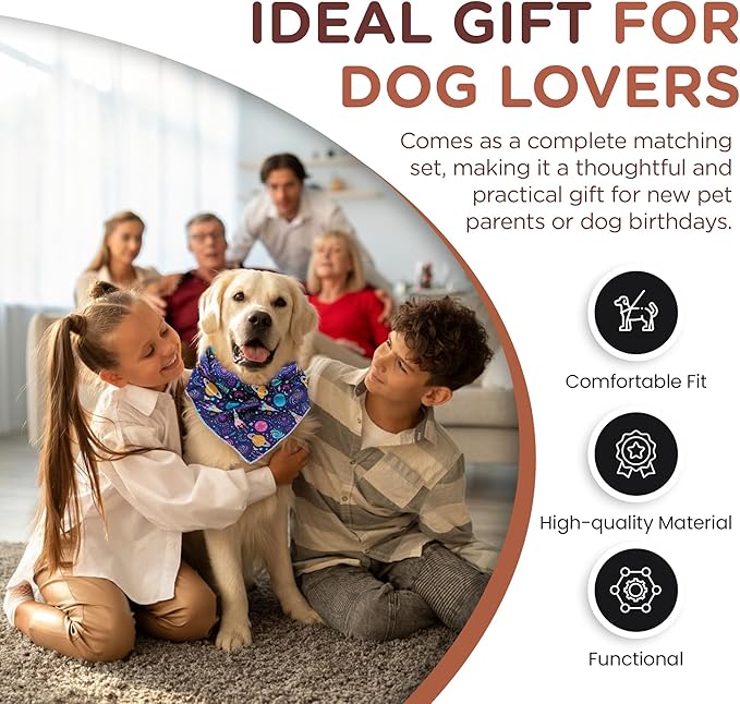 No Pull Harness and Leash Set - 6-in-1 Adjustable Vest Harness and Collars for Medium and Large Dogs. (Cosmic, Large)