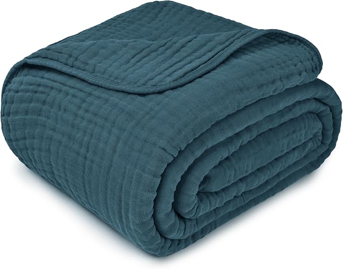 Comfy Cubs Adult Muslin Blanket 90x90” Queen Swaddle Blankets, Neptune | 6 Layer Soft, Breathable & Lightweight Muslin Adult Blanket - Machine Washable & Designed in the US Bedding for All Seasons