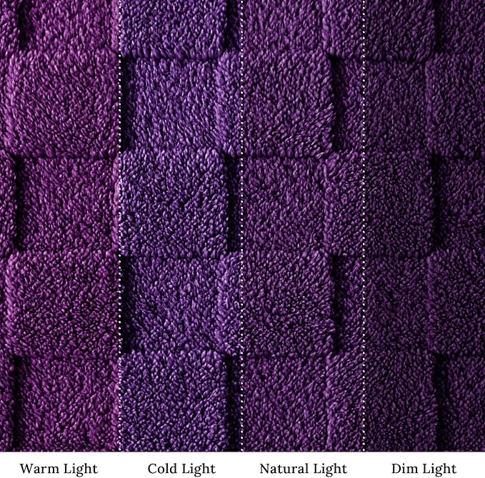 Exclusivo Mezcla 3D Checkered Fleece Queen Blanket for Bed, Purple | Super Soft and Cozy Fluffy Blanket, Lightweight, Breathable, Decorative Blanket for Living Room, Bedroom, All Season, 90"x90"