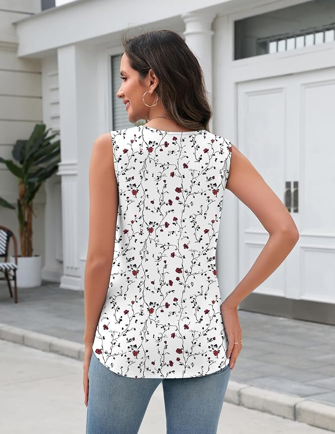 Zeagoo Tank Top for Women V Neck Loose Fit Sleeveless Summer Tops Business Casual Outfits Dressy Blouses Shirts