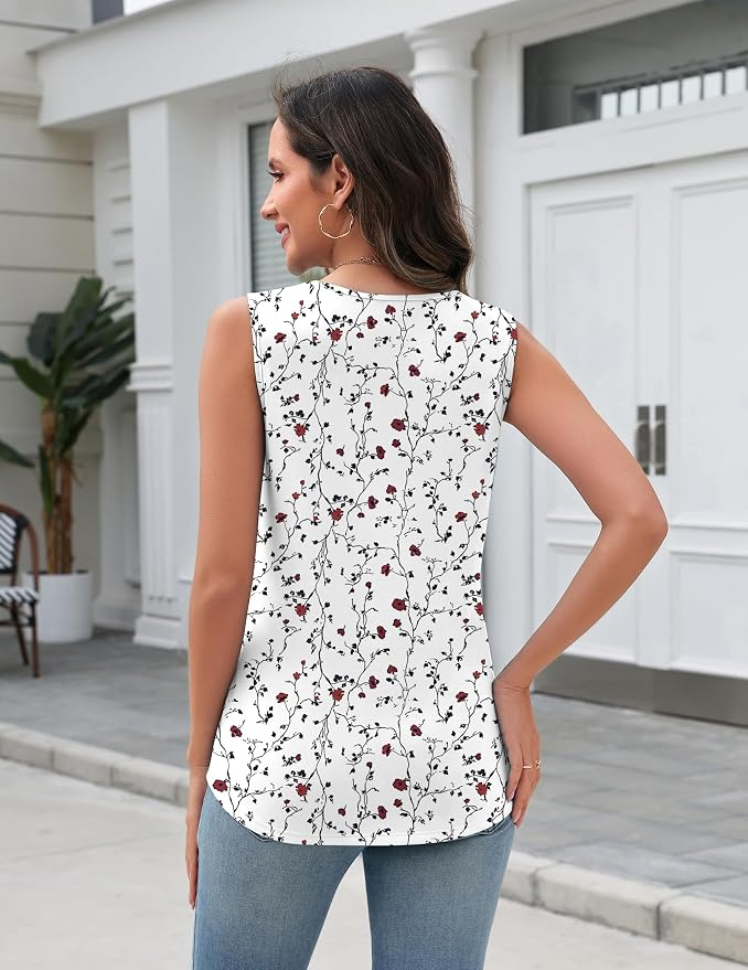 Zeagoo Tank Top for Women V Neck Loose Fit Sleeveless Summer Tops Business Casual Outfits Dressy Blouses Shirts