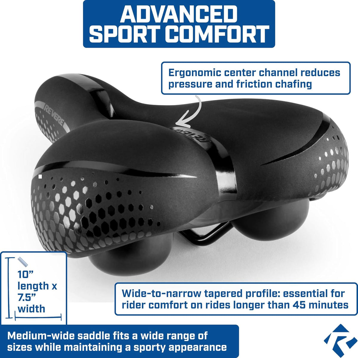 Revere Bike Seat - Performance Memory Foam Bicycle Saddle with Anti-Vibration Suspension | Waterproof for Road, MTB & E-Bikes