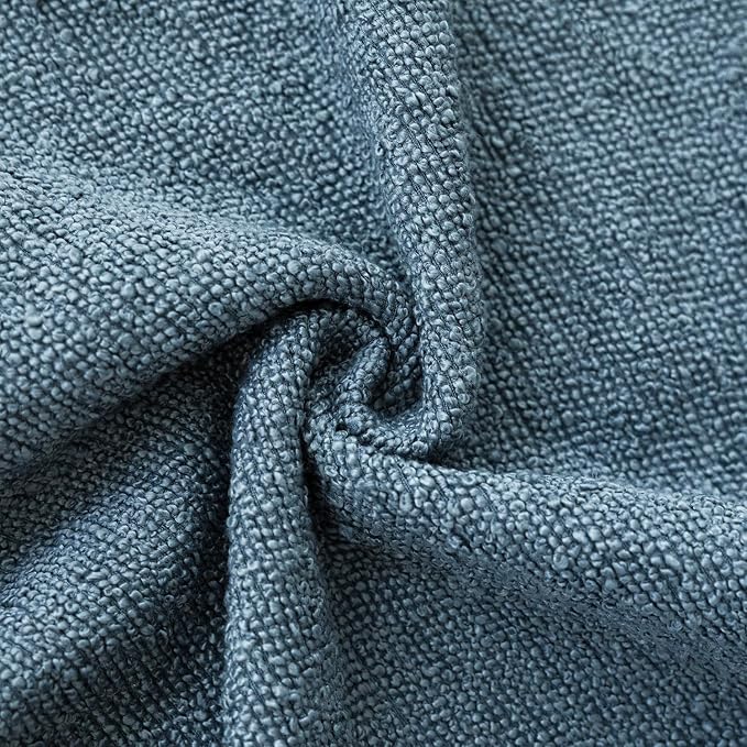 Foindtower Set of 2, Decorative Textured Boucle Throw Pillow Covers Accent Solid Pillow Cases Neutral Cozy Couch Cushion Case for Chair Sofa Bedroom Living Room Home Decor 24x24 Inch Misty Blue