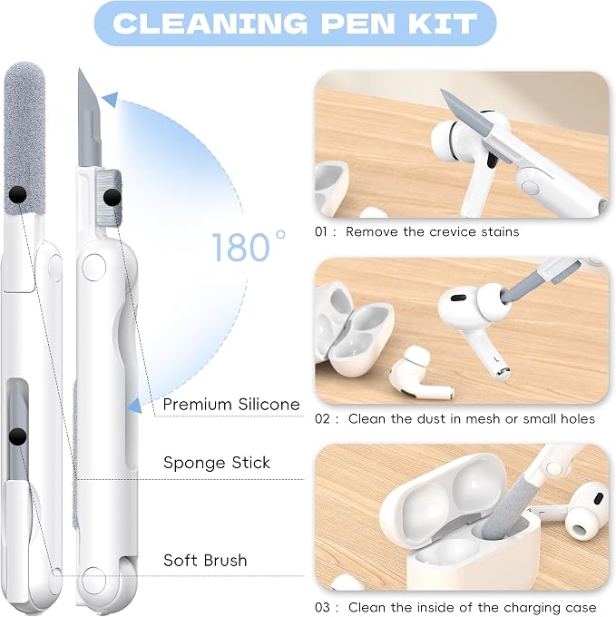 Airpods Pro 2nd/1st Generation Case Cover, Compatible with Airpods Pro Case 2nd Gen USB C Charging Port, Clear Soft Transparent Military Grade Shockproof Case, Clear White