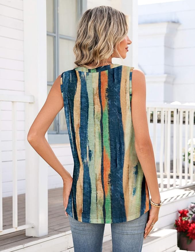 Zeagoo Tank Tops for Women 2026 Summer Top Henley Shirts Dressy Casual Loose Fit V-Neck Button Down Sleeveless Tshirt Blouse