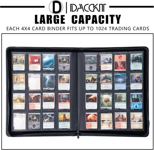 D DACCKIT Card Binder - 16 Pocket Album for 1024 Trading & Sports Cards | Model A in Golden Yellow