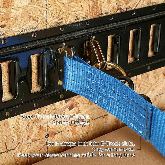 2 Pack Heavy Duty Ratchet E Track Straps - 20ft, 11000 LBS Break Strength, Etrack Tie Down Straps for Trailer, Trucks