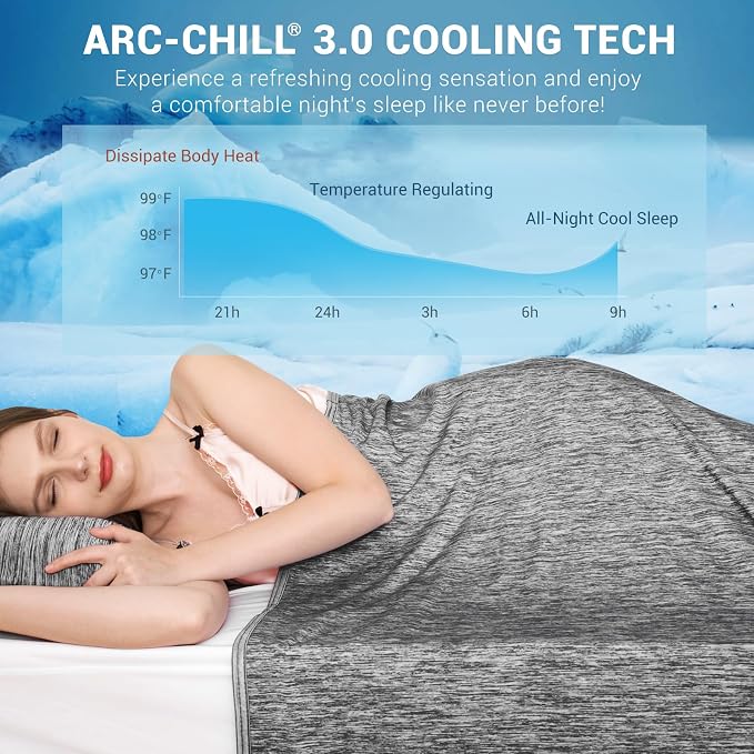 Elegear Revolutionary Arc-Chill 3.0 Cooling Blanket for Hot Sleepers, Twin | Q-Max>0.5 Cooling Fabric, Absorbs Heat to Keep Body Cool, Lightweight Summer Blankets for Night Sweats & Menopause, 59"x79"