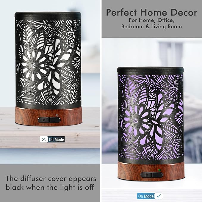 Essential Oil Diffuser Aromatherapy Diffuser - Metal Aroma Diffuser for Home 150ml Ultrasonic Cool Mist Diffuser with 7 Colors Light Auto Shut-Off Protection for Home Office Decor & Gift (Dragonfly)