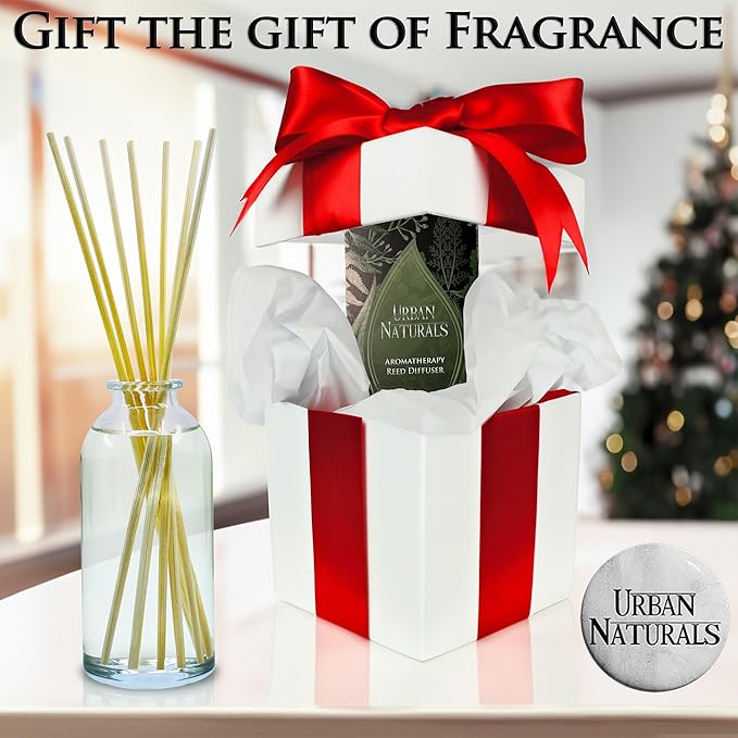 Urban Naturals Sandalwood & Vanilla Reed Diffuser Oil Gift Set | Tahitian Vanilla intermeshes & Desert Sandalwood Mingle to Create a Southern Bourbon Scent! | Great Idea