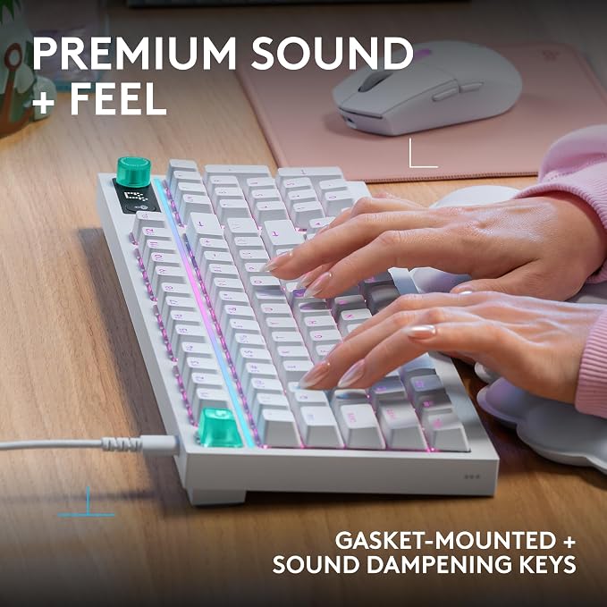Logitech G316 X 98 Mechanical Gaming Keyboard (Linear) - White | Hot-Swappable Linear Mechanical Switches, Gasket Design, PBT Keycaps, <8Khz, LIGHTSYNC RGB, Dot-Matxix LED Display, USB-C