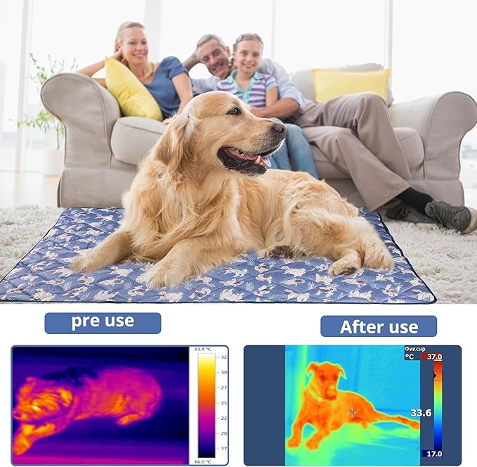 Langsprit Dog Cooling Mat, Washable Dogs Cats Pet Non-Toxic Cooling Pads Summer Sleeping Kennel Mats，Pet Self Cool Ice Blanket for Indoor & Outdoor Dog Beach Essentials Large