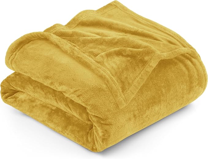 Utopia Bedding Fleece Blanket Full Size Gold 300GSM Luxury Fuzzy Soft Anti-Static Microfiber Bed Blanket (90x84 Inch)