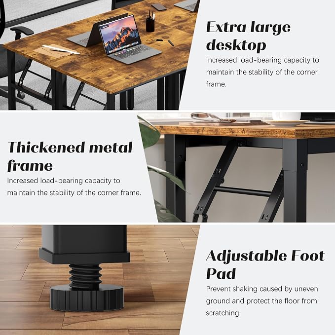 Need Office Computer Desk 35.8 Inch Sturdy Folding Laptop Table Retro | Black Frame Writing Gaming Work Table/Foldable Home Office Desk/Sewing Table, No Assembly Required