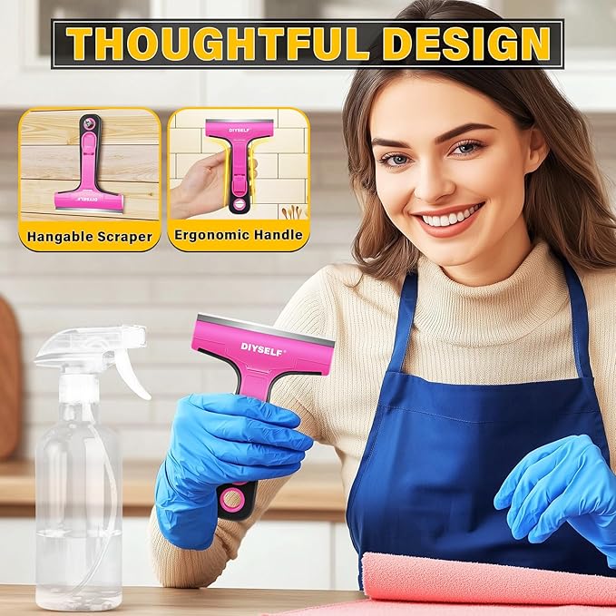 DIYSELF 1 Pack Razor Blade Scraper with 10 Extra Razor Blades, Scraper Tool, Glass Scraper for Cleaning, Glass Stove Top Scraper, Window Scraper, Paint, Cooktop, Oven Scraper, Razor Scraper Tool