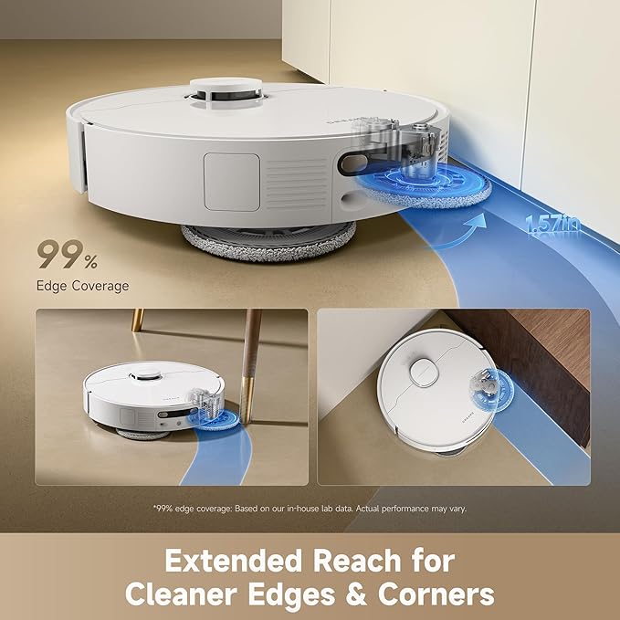 dreame D30 Ultra Robot Vacuum and Mop, All-in-One Base Station | 25,000Pa Powerful Suction, 100-Days Auto-Empty, MopExtend Tech for Edge Cleaning, Smart Obstacle Avoidance, White