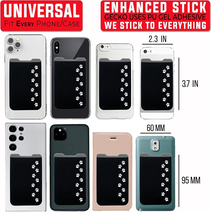 Phone Wallet - Adhesive Card Holder - Cell Phone Pouch - Stick on Lycra Pocket by Gecko - Carry Credit Cards and Cash