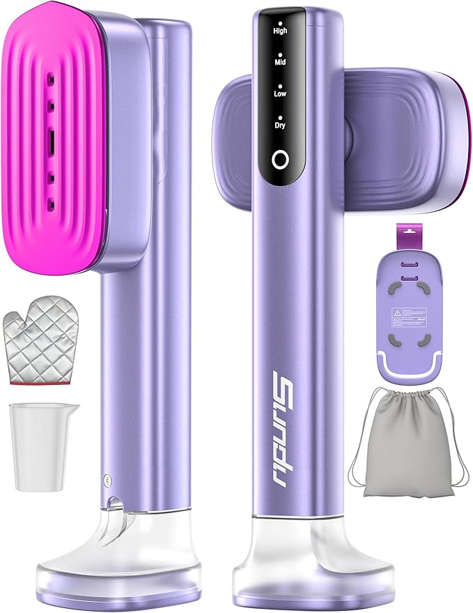 Sundu Steamer for Clothes,15s Fast Heat-up Handheld Garment Steamer,35mins Runtime & 180ml Large Tank,25g/min Steam,Ceramic Panel,Stands on Desk,Wrinkle Remover for Travel, Home, Office(Purple)