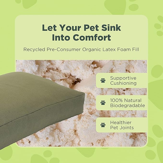 Small - 30 x 20 x 4 - Black Premium Organic Hemp Dog Bed - Organic Latex Fill - Removeable Cover