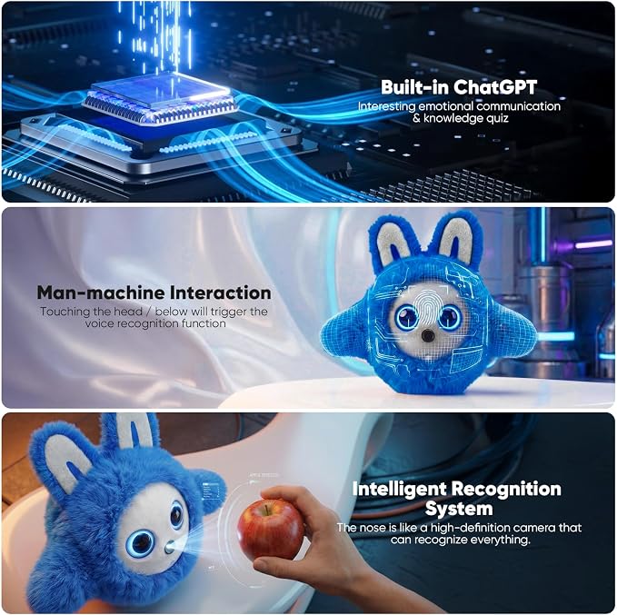 CVCBSER Smart Ai Companion Robot Cute Pet, Desk Robot Voice Chat gpt Emotional Interaction, Richness Expressiveness Ai Pet Robot for Adults Chat (Grey Face)