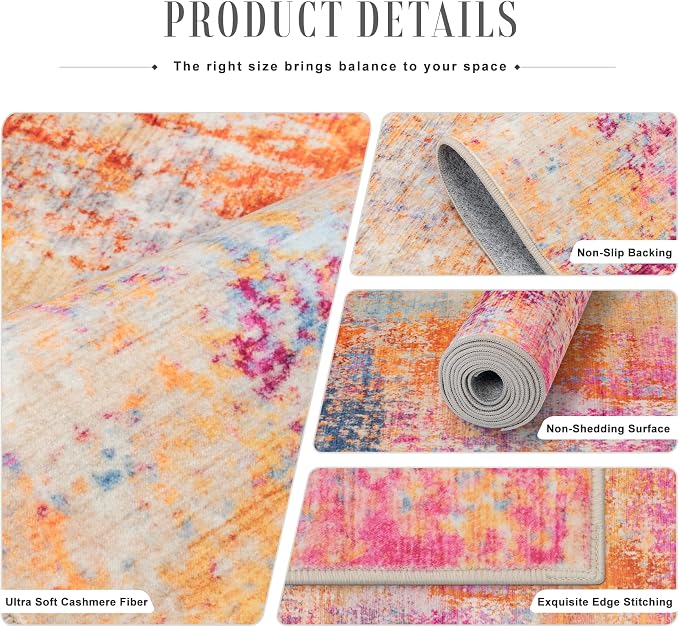 10x12 Area Rug Living Room Rug: Washable Modern Abstract Soft Thin Rug Indoor Floor No Slip Carpet for Bedroom Dining Room Farmhouse Nursery Home Office - Galaxy Haze