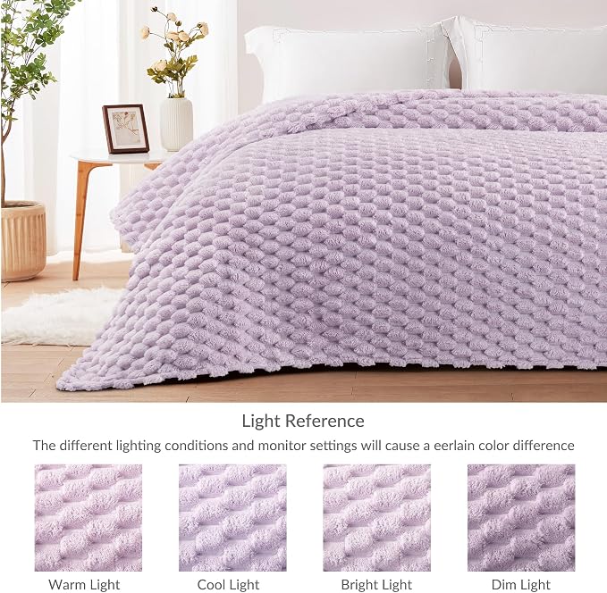 Whale Flotilla Soft Fleece Twin Size Bed Blanket Luxury 3D Jacquard, Lilac | Lightweight Coverlet Bedspread, Super Cozy Plush Fluffy Fuzzy All‑Season Decorative Blanket for Bed, Dorm Essentials, 60"x80"