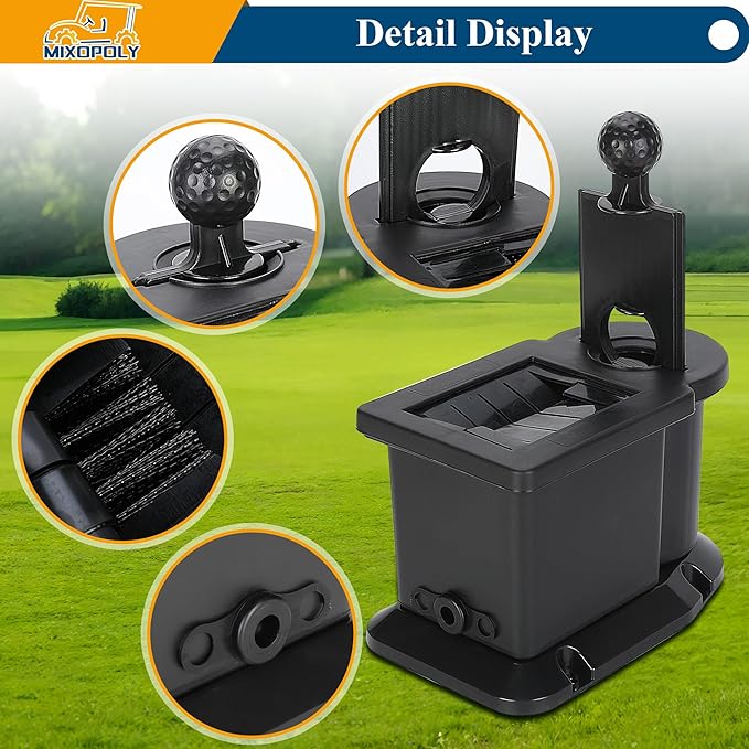 Golf Cart Club Cleaner and Ball Washer Kit Universal for Yamaha EZGO Club Car Advanced EV, Star EV, with Bracket for Precedent Model
