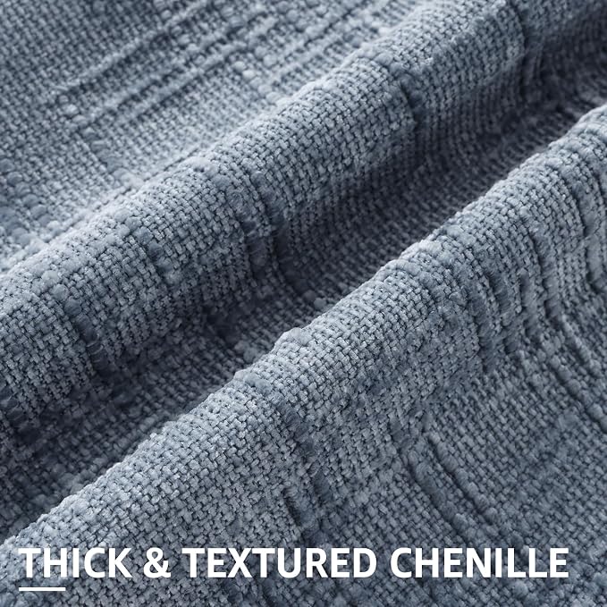 decorUhome Textured Chenille Throw Pillow Covers 20x20 Set of 2 Grey Blue | Fall Modern Farmhouse Soft Cozy Slubby Couch Pillow Cases Boho Decorative Pillow Cases for Bed Sofa Living Room Home Decor
