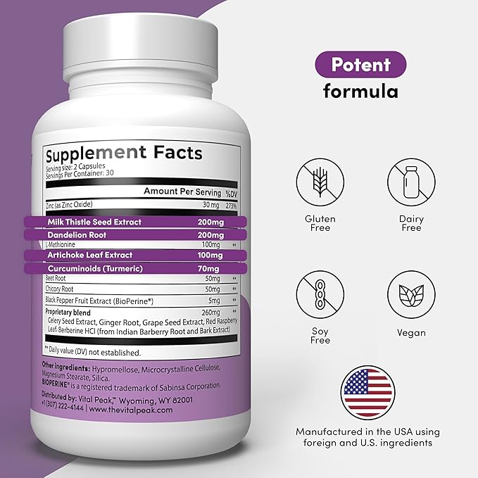 Liver Cleanse Detox & Repair - Liver Health Support Supplement - with Milk Thistle, Berberine, Beet Root Powder, Turmeric, Ginger, Dandelion Root, Artichoke, Grape Seed Extract & More - 120 Capsules