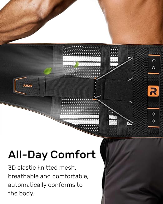 Lower Back Brace for Women, Back Belt Support for Men with 8 Stays, Soft Lumbar Support with Full Protection, Orange Size XXL