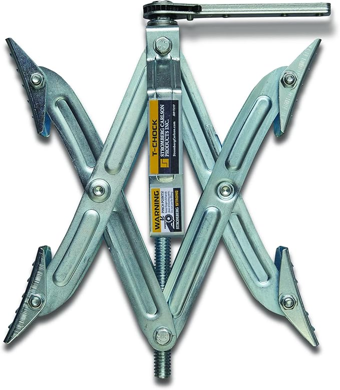 Stromberg Carlson JBP-T217.1 Tandem Axle T-Chock - Heavy Duty RV Wheel Chocks & Tire Stabilizers - Camper Wheel Chock Scissor Stabilizers for RVs, Trailers, and Campers - Fits Tires 2"-17" Apart
