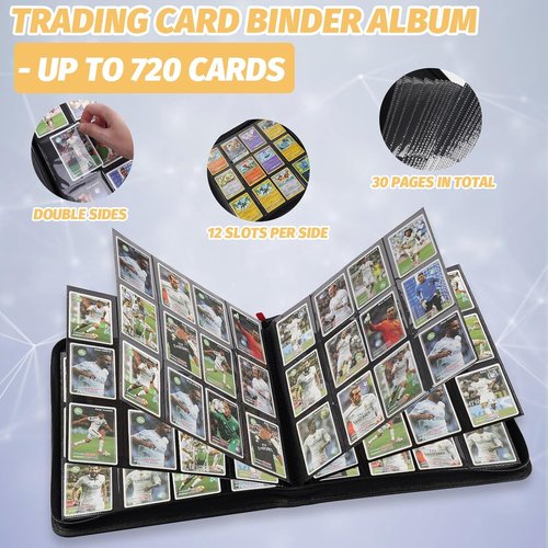 GERMUN Trading Card Binder - 12 Pocket Premium Card Holder for 720 Cards | Double-Sided Album (Red)