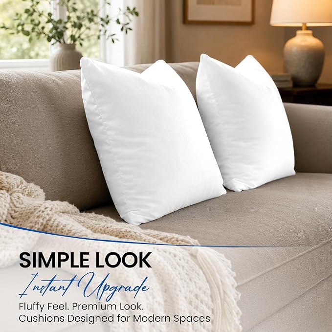 Hannah Linen Throw Pillow Inserts 12x12 – 12 Pack Square Decorative Pillow Insert for Couch, Sofa & Bed, Soft Fluffy Polyester Filled Cushion Stuffers, Indoor Home Decor Pillows