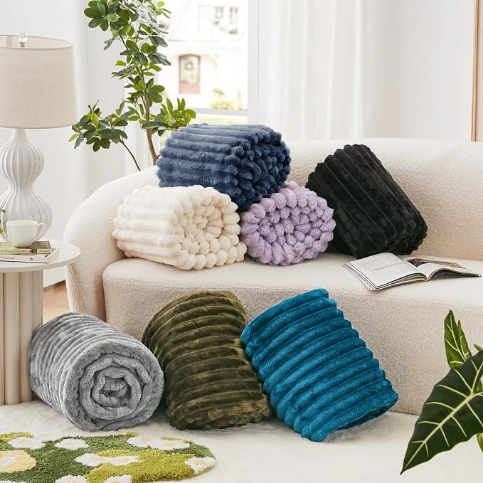 EXQ Home Gentle Soft Fleece Throw Blanket – Cozy Lightweight Blanket for Couch Bed – All-Season Warm Fuzzy Flannel Blanket for Women Mom Her – Gifts for Birthday(60"x80",Navy Blue)