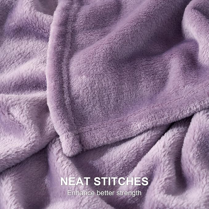 Hansleep King Fog Purple Fleece Blanket, Soft Flannel Bed Blanket | Fuzzy Cozy Blanket 90x108 Inches, Multi-use for Bed, Sofa, Couch, Travel, Camping, All Season Warm Lightweight Cover