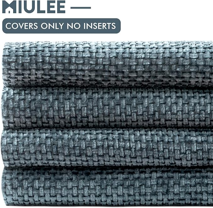 MIULEE Pack of 4 Couch Throw Pillow Covers 18x18 Inch Navy Blue Soft Decorative Chenille Pillow Covers Farmhouse Accent Cushion Covers for Boho Home Decor Sofa Bedroom Living Room