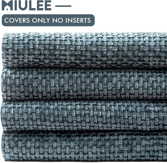 MIULEE Pack of 4 Couch Throw Pillow Covers 20x20 Inch Navy Blue Soft Decorative Chenille Pillow Covers Farmhouse Accent Cushion Covers for Boho Home Decor Sofa Bedroom Living Room