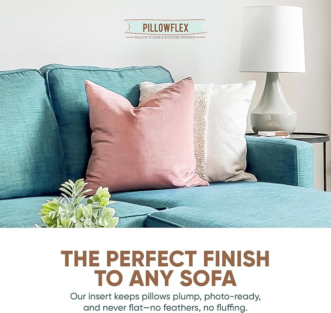 Pillowflex Synthetic Down Pillow Insert 19x19 in - Karate Chop Pillow | Small Square Sham Form, Plush Polyester Cotton Blend, Cloud-Like Comfort, Clump-Resistant Fill, Smooth Elegant Finish