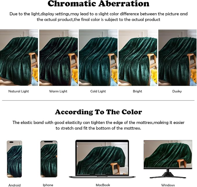 NEWCOSPLAY Fleece Leaves Pattern Twin Blanket, Forest Green, 60"x80" | Super Soft Throw Blanket, Lightweight Cozy Bed Sofa Blanket, Premium Silky Flannel Fleece, Travel Blanket for All Season Use