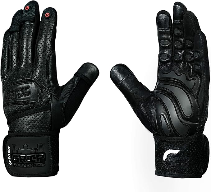 Elite Leather Gym Gloves with Built in 2" Wide Wrist Wraps Grip & Design for Weightlifting Power Lifting Bodybuilding & Strength Training Workout Exercises