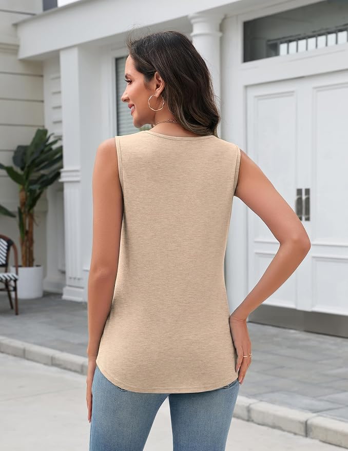 Zeagoo Tank Top for Women V Neck Loose Fit Sleeveless Summer Tops Business Casual Outfits Dressy Blouses Shirts