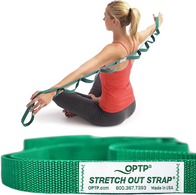 OPTP The Original Stretch Out Strap with Exercise Book, for Flexibility and Mobility Exercises. Stretch Out Straps for Physical Therapy, Yoga Stretching Strap and Knee Therapy Strap. Made in the USA