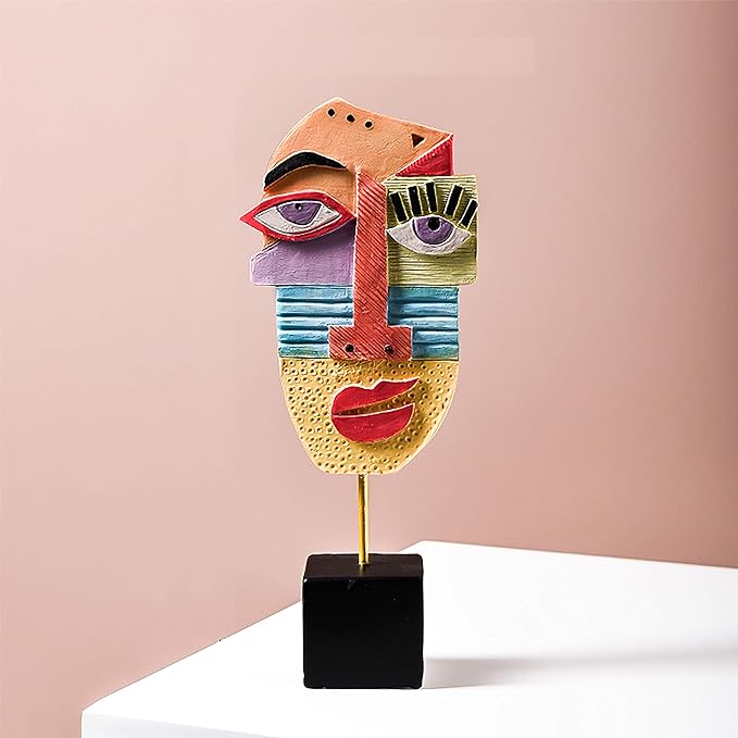 Wink - Handcrafted Statues Resin Abstract Sculpture for Home Decor Modern,African Art Tribal Figurines Decorations Items Accents Influencer Picks for Bookshelf,TV Stand,Living Room,Nightstand