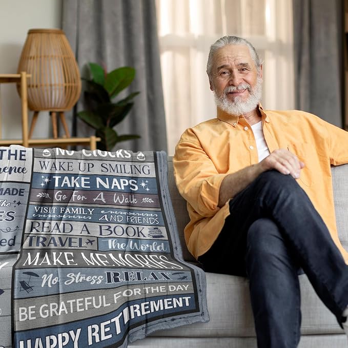 Retirement Gifts for Men/Women 2026, Retirement Blanket for Men 60"x50" | Men Retirement Gifts, Happy Retired Gifts Throw for Male, Teacher, Coworker, Dad