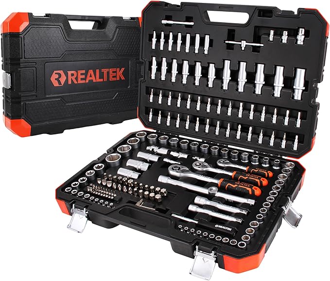 1/4" Socket Ratchet Wrench Screwdriver Set, 172PCS CR-V Metric Wrench Set with Extension Bar, Quick-Release Ratchet Wrench with Bit Socket Set for Auto Repairing, Household with Durable Tool Case