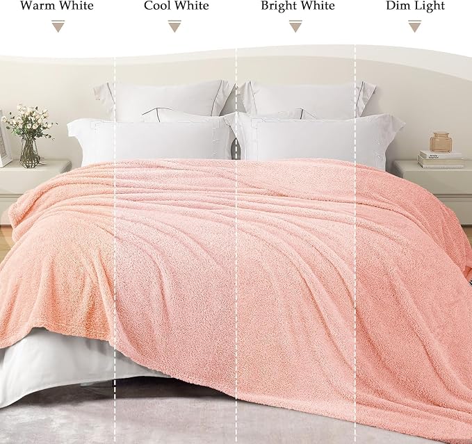 Exclusivo Mezcla Fleece Twin Size Blanket for Couch and Bed, 60" x 80" | Super Soft and Cozy Fluffy Blanket for Women, Lightweight and Fuzzy Blanket for Teens Back to School, All Season, Light Pink