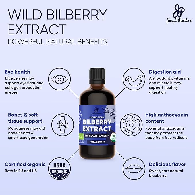 Ultimate Men's Health & Wellness Bundle: 5oz Tongkat Ali Powder, 5oz Wild Blueberry Powder & 3.4oz Organic Bilberry Liquid Extract - Premium Supplements for Drive, Passion, Eyesight