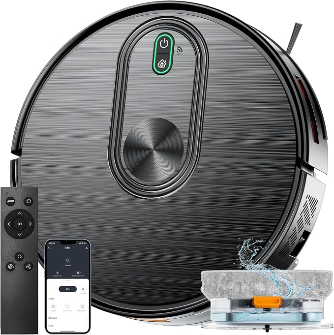 Robot Vacuum and Mop, 6500Pa Suction, 2 in 1 Robotic Vacuum with Gyro Inertial Navigation, 200 Min Runtime, App/Remote/Voice Control, Ideal for Pet Hair, Hard Floor, Carpet